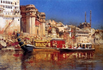 Le chaland du maharaja de Benares Persique Egyptien Indien Edwin Lord Weeks Peinture à l'huile
